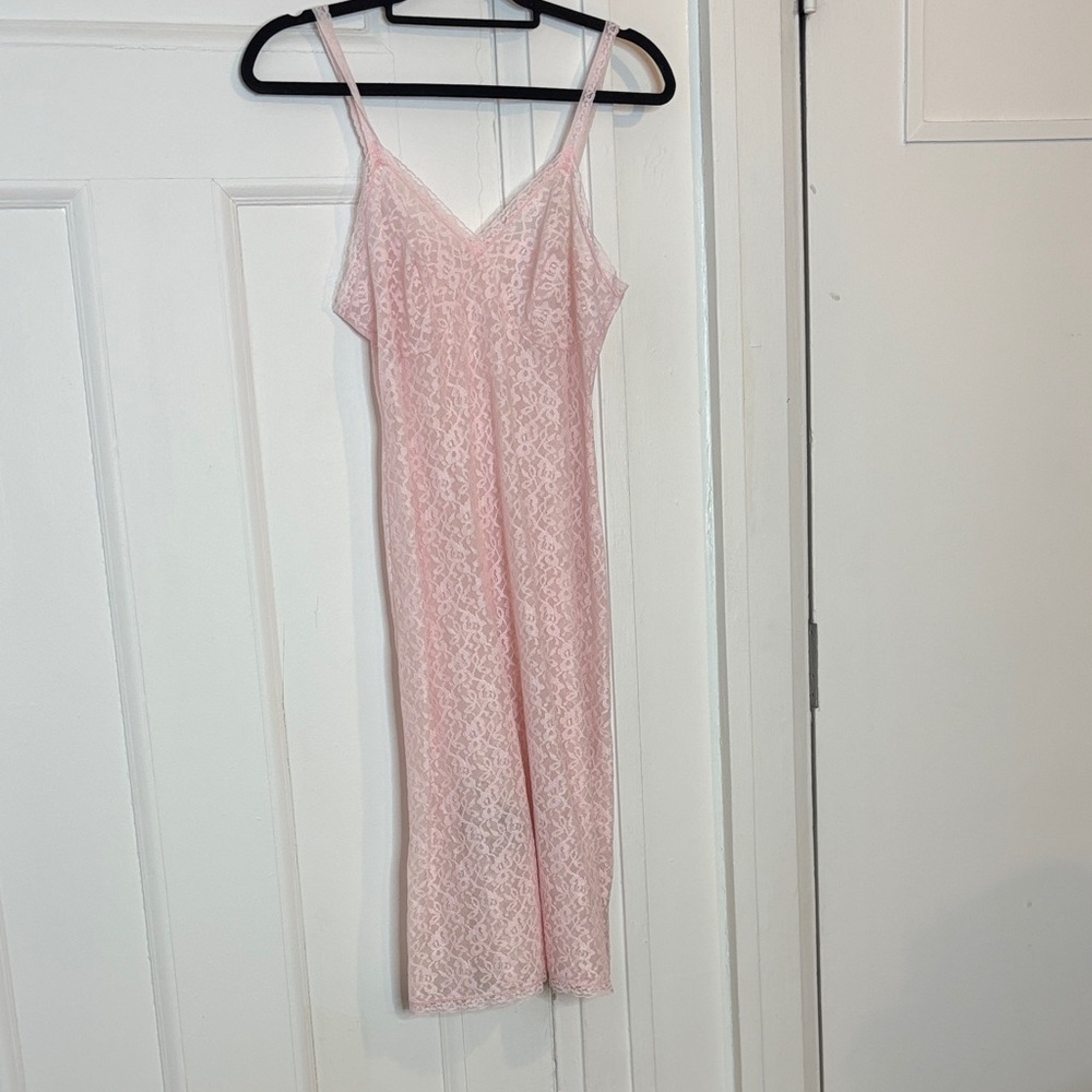 Baby pink lace nighty
